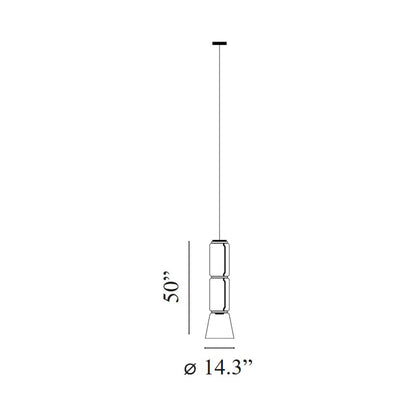 Noctambule Low Cylinder and Cone LED Pendant Light - line drawing.