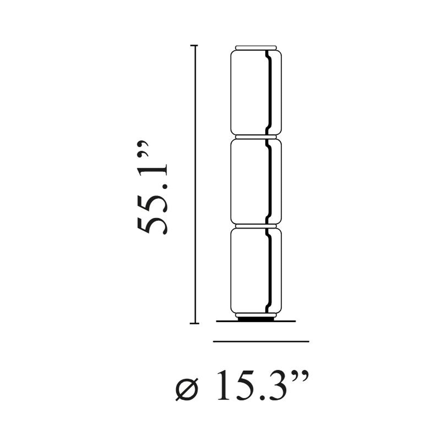 Noctambule Low Cylinder LED Floor Lamp - line drawing.