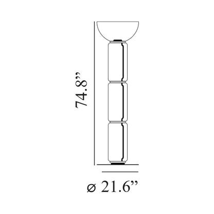Noctambule Multi-High Cylinder LED Floor Lamp - line drawing.
