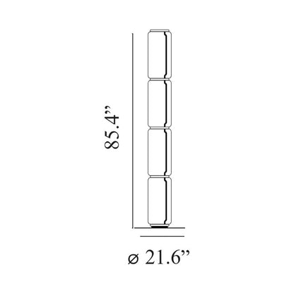 Noctambule Multi-High Cylinder LED Floor Lamp - line drawing.