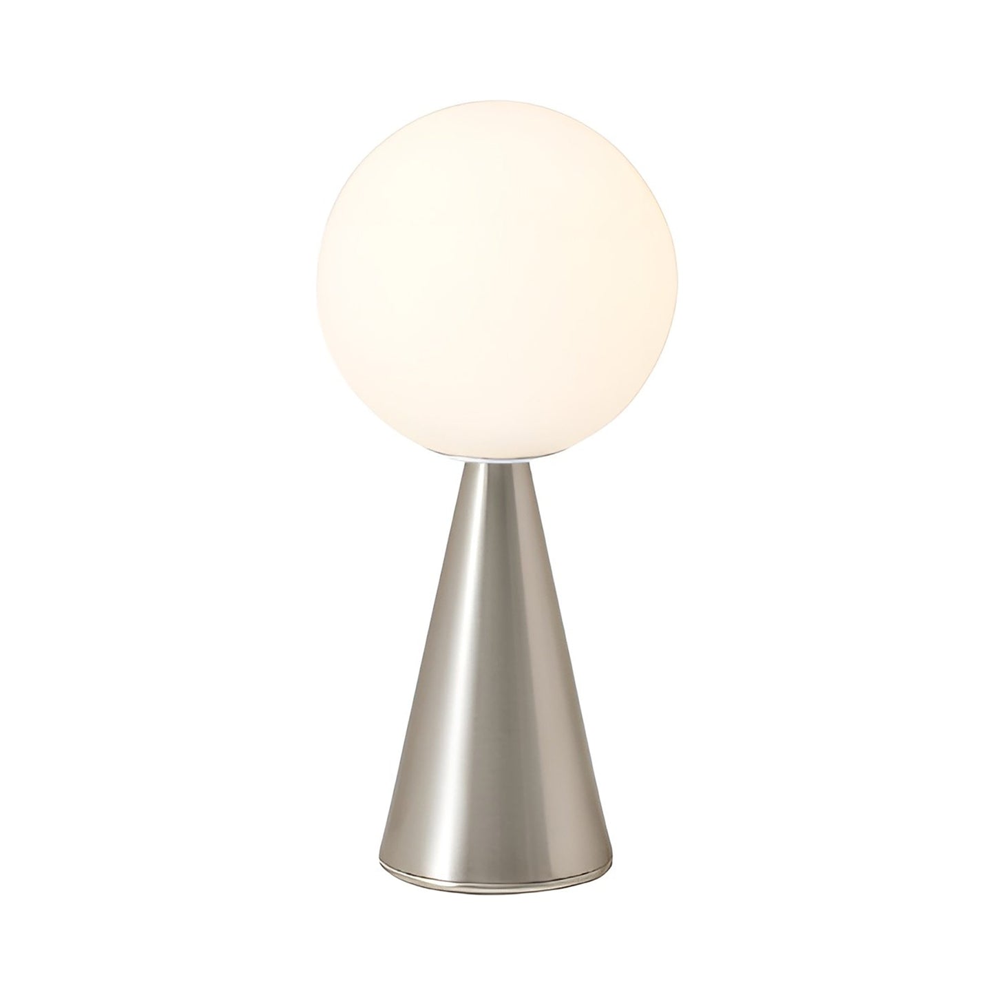 Bilia Mini LED Rechargeable Table Lamp in Nickel.