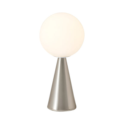 Bilia Mini LED Rechargeable Table Lamp in Nickel.