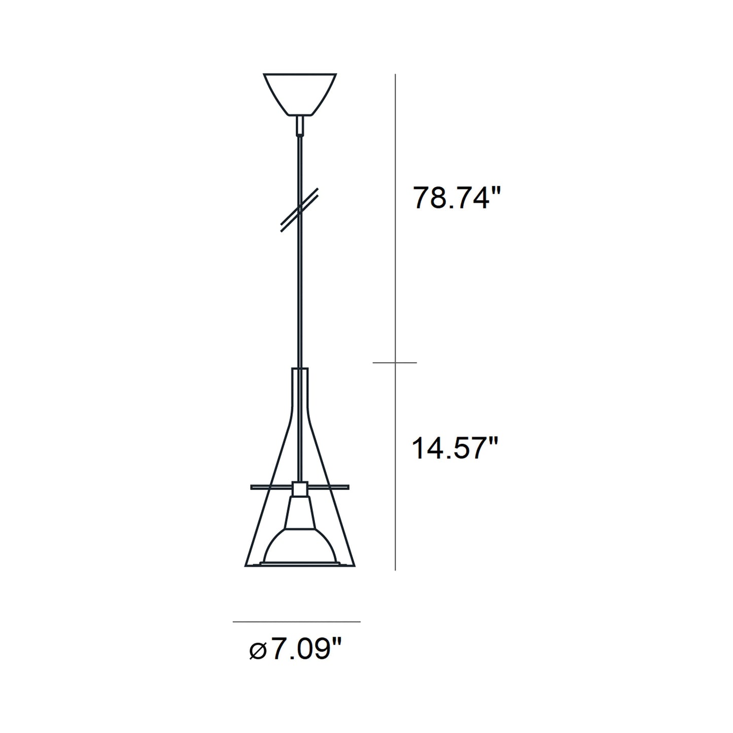 Flute Pendant Light - line drawing.