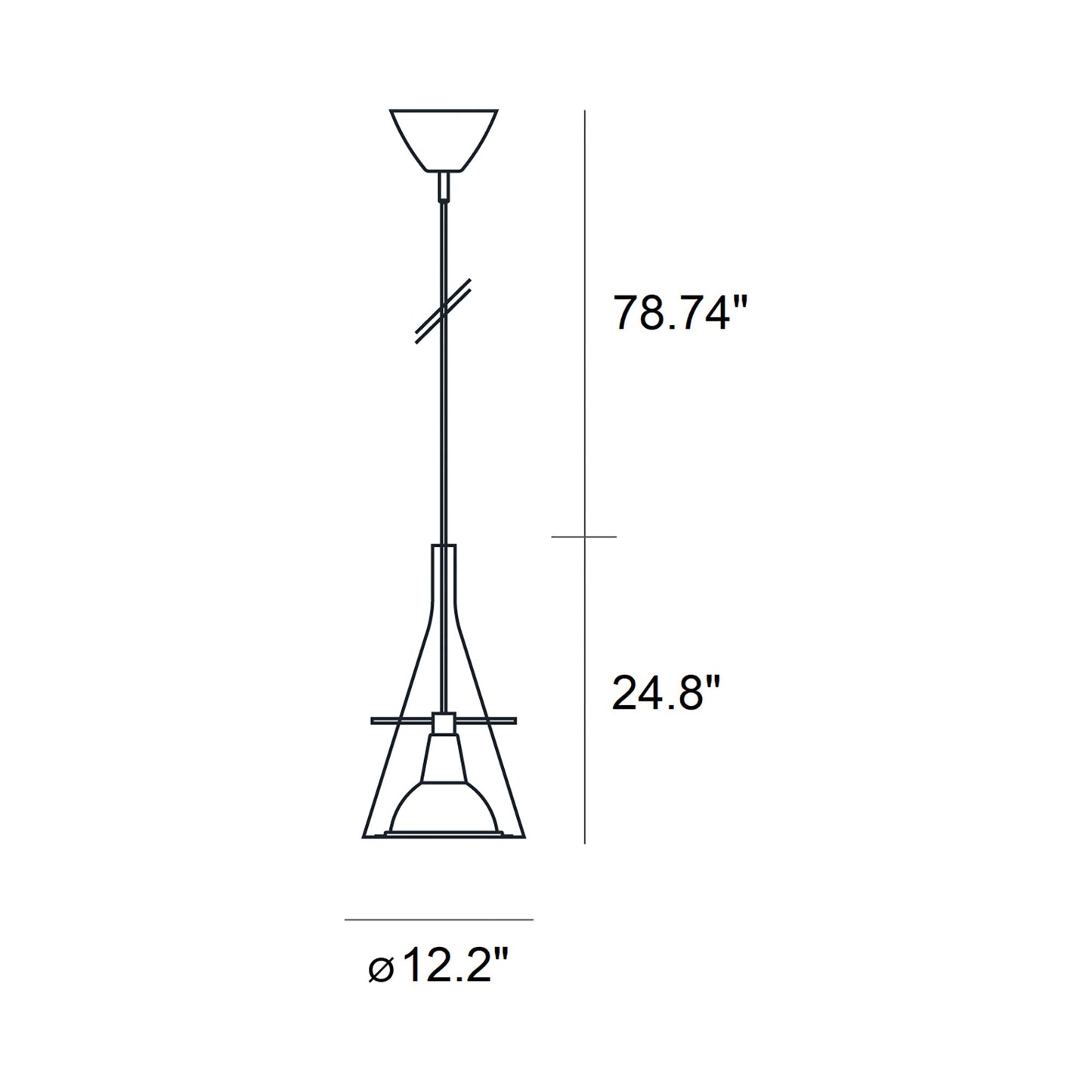 Flute Pendant Light - line drawing.