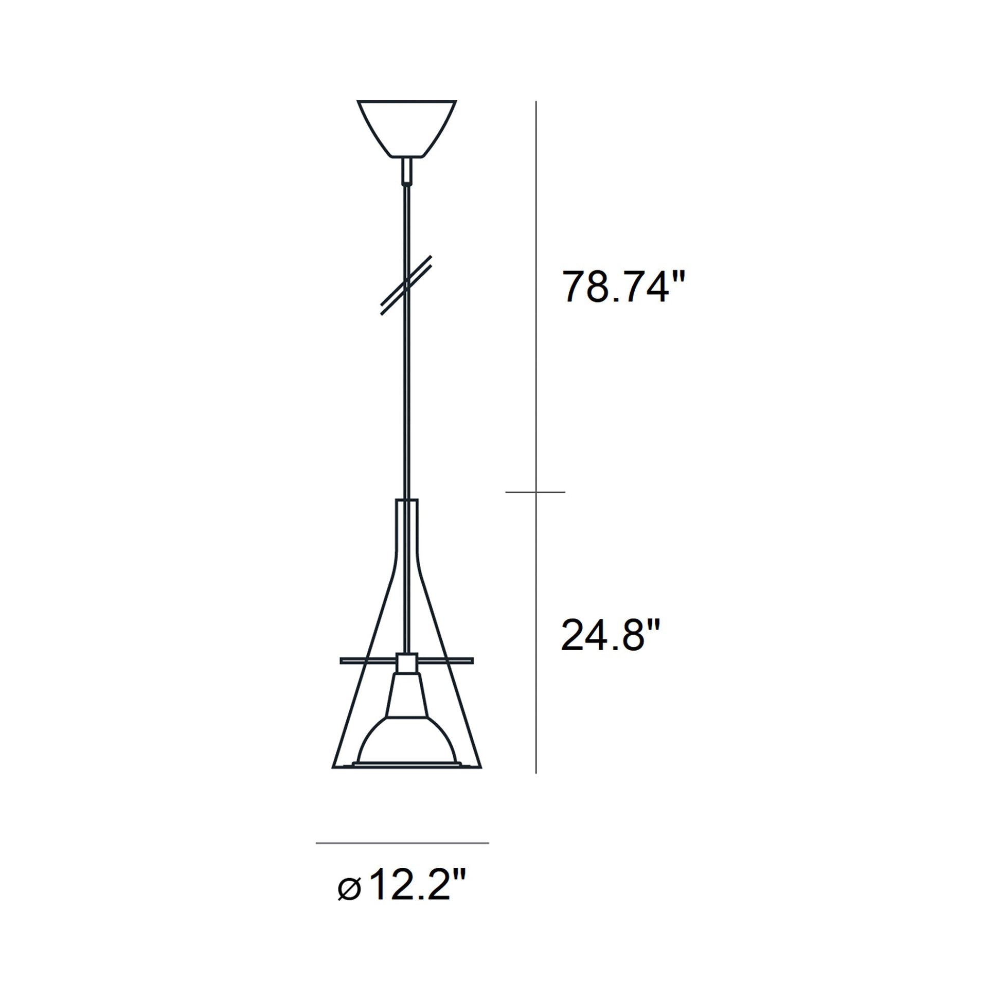 Flute Pendant Light - line drawing.