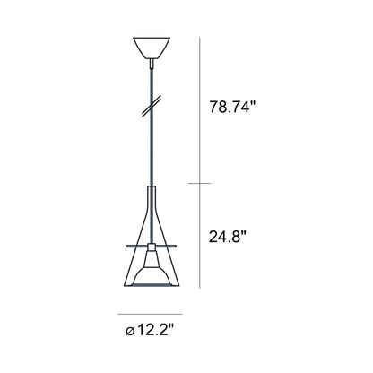 Flute Pendant Light - line drawing.