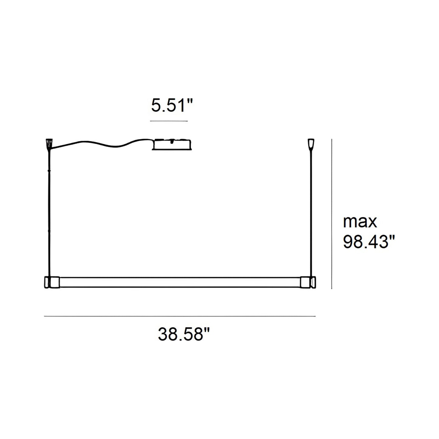 Oort Linear LED Pendant Light - line drawing.