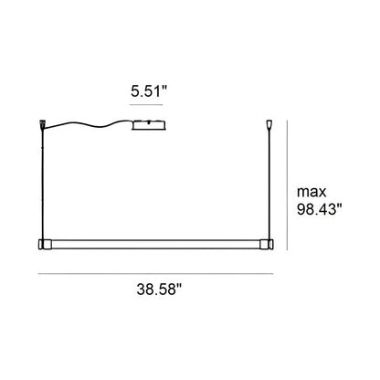 Oort Linear LED Pendant Light - line drawing.
