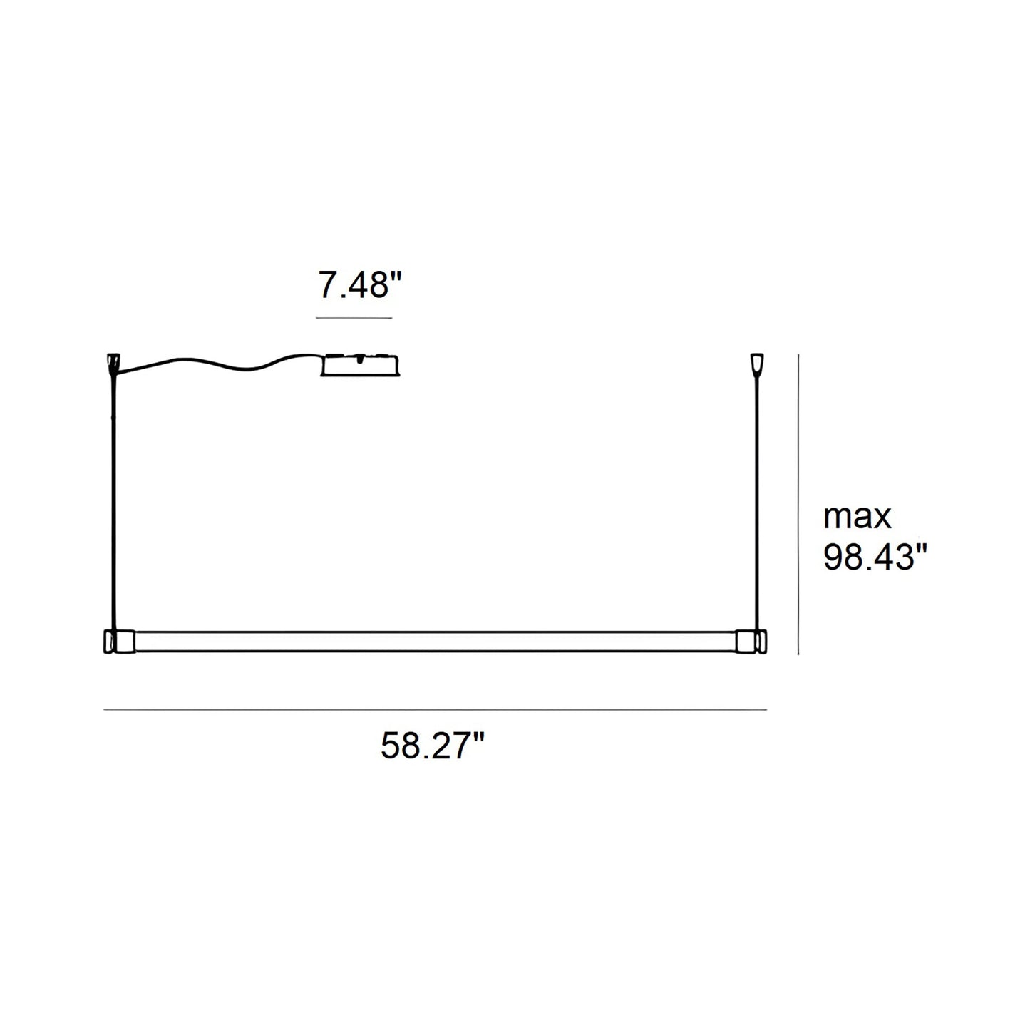 Oort Linear LED Pendant Light - line drawing.