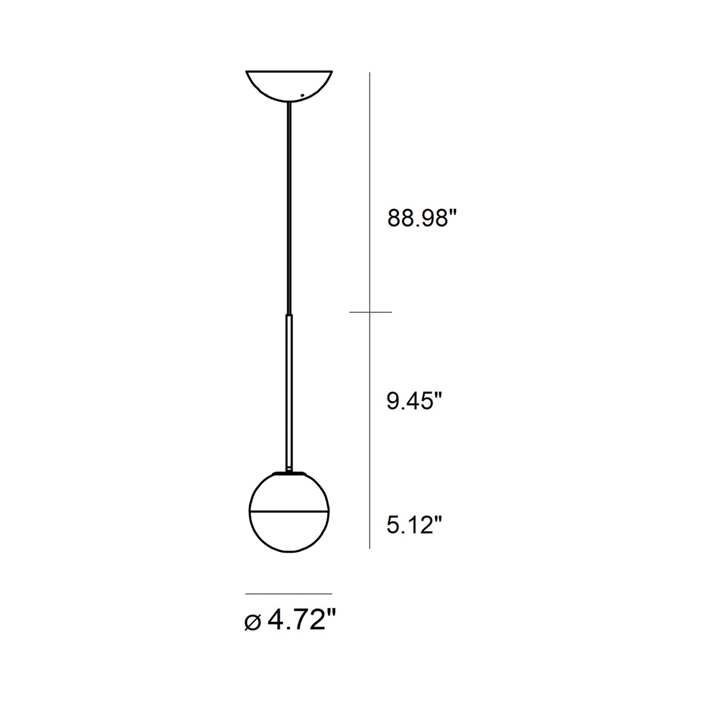 Pallina Pendant Light - line drawing.