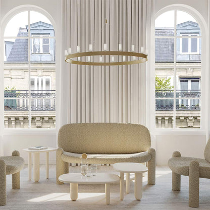 Chandelier in living room.