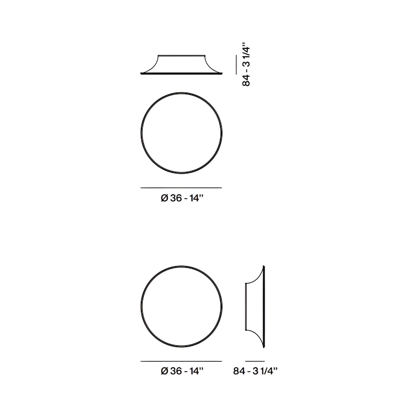 Anoor LED Ceiling/Wall Light - line drawing.