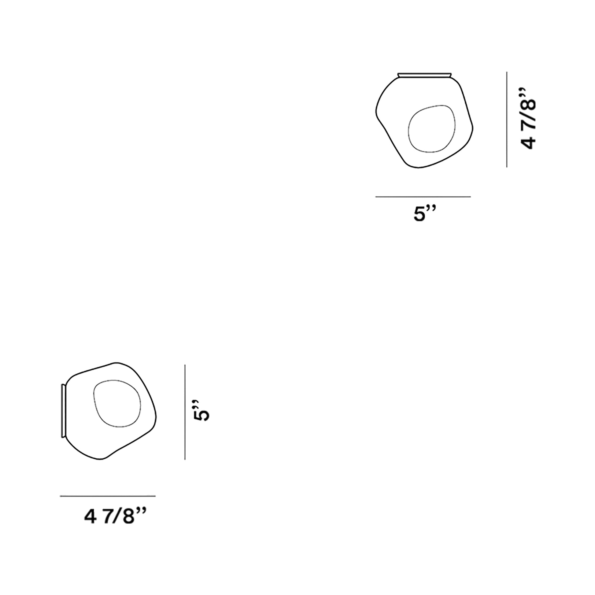 Hoba Ceiling / Wall Light - line drawing.