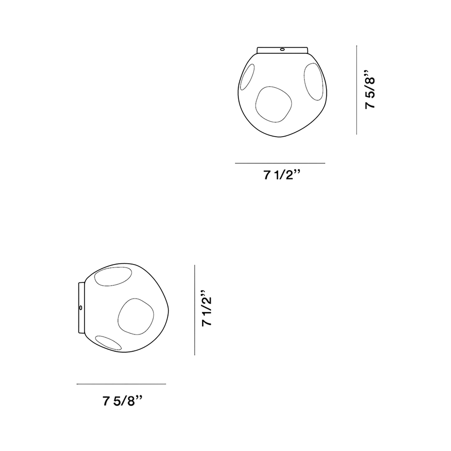 Hoba Ceiling / Wall Light - line drawing.