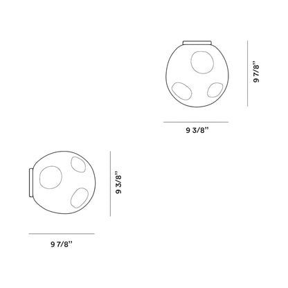 Hoba Ceiling / Wall Light - line drawing.
