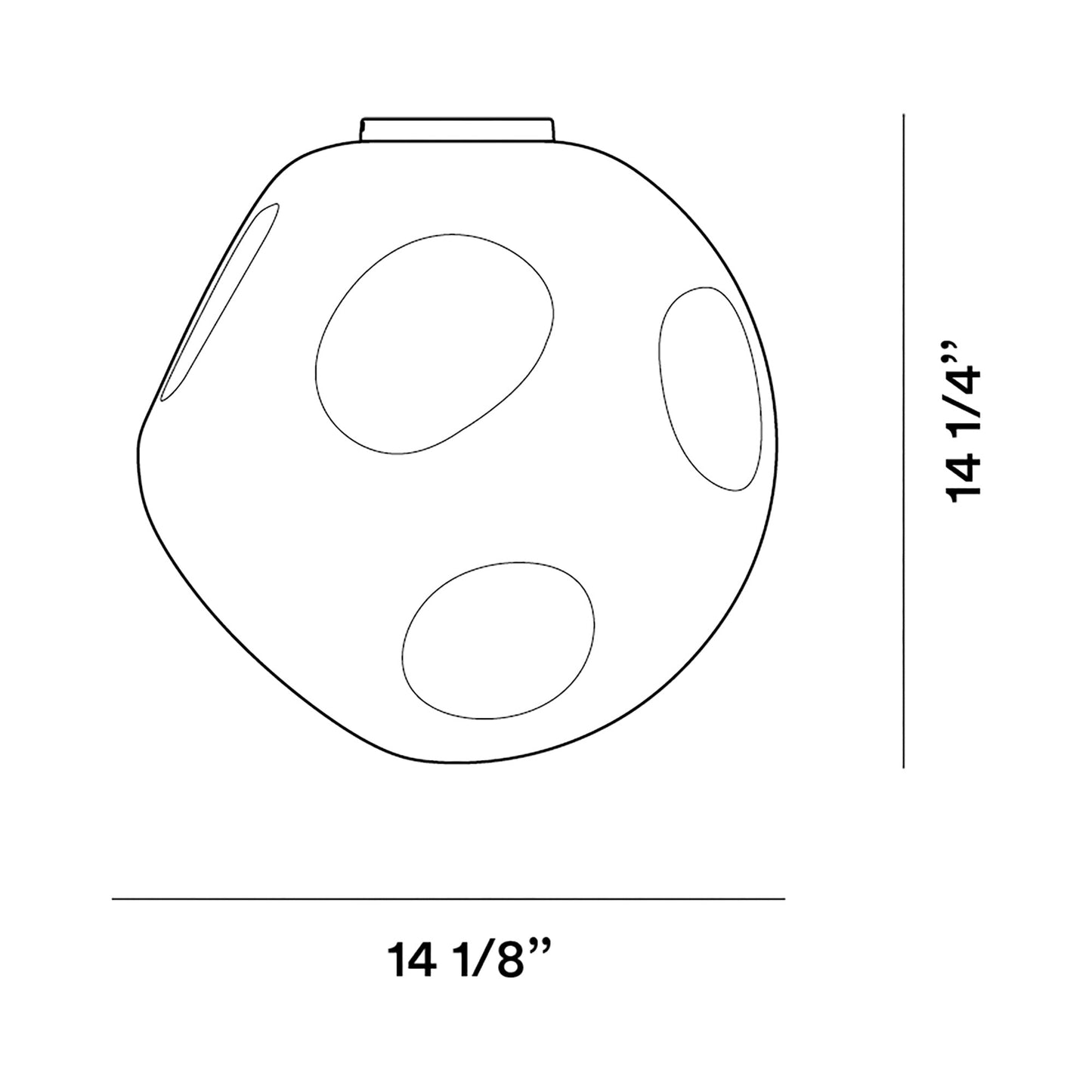 Hoba Flush Mount Ceiling Light - line drawing.