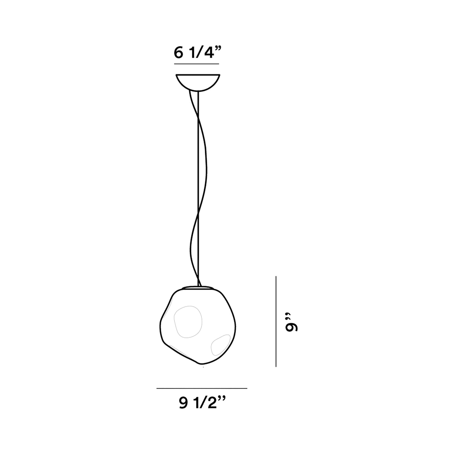 Hoba Pendant Light - line drawing.