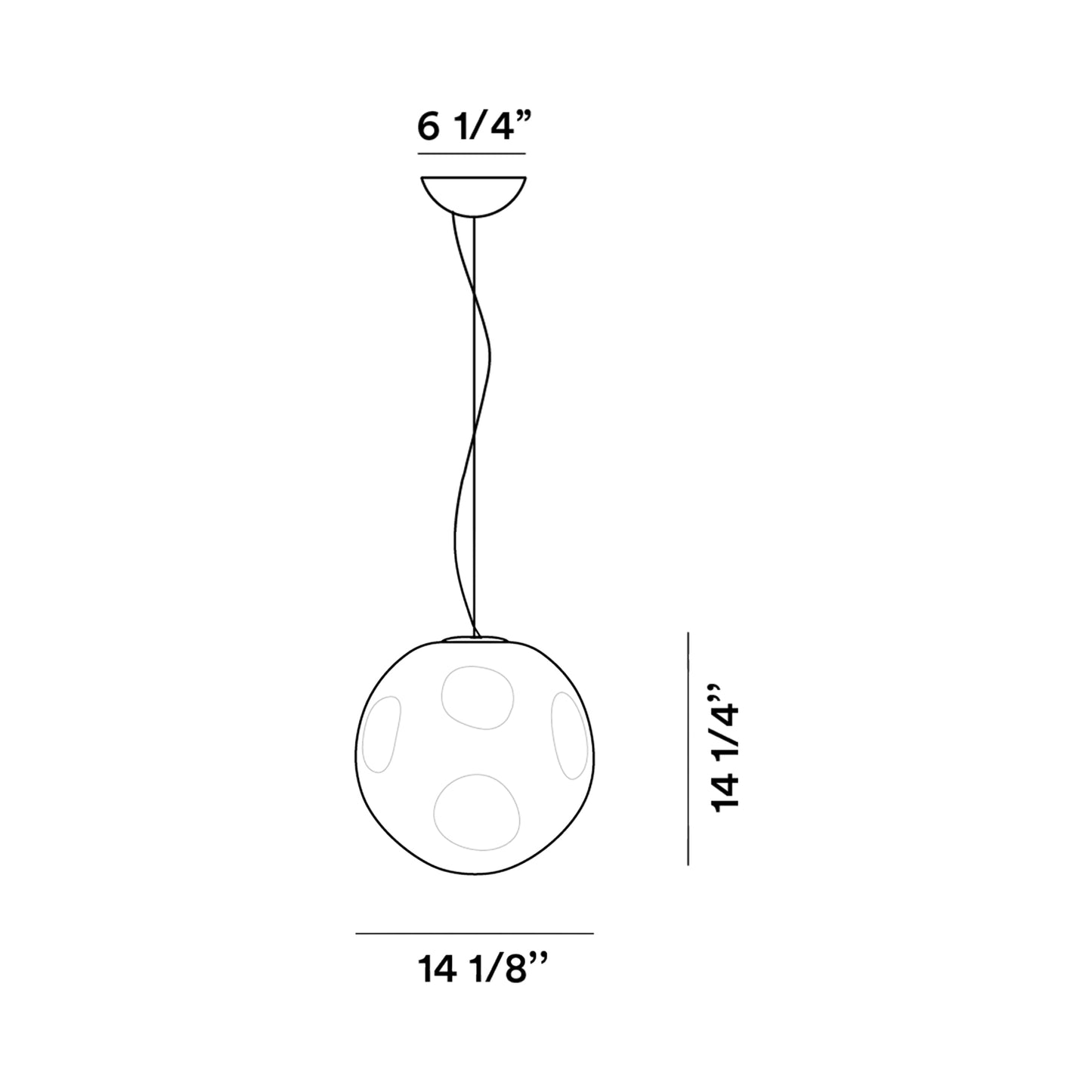 Hoba Pendant Light - line drawing.