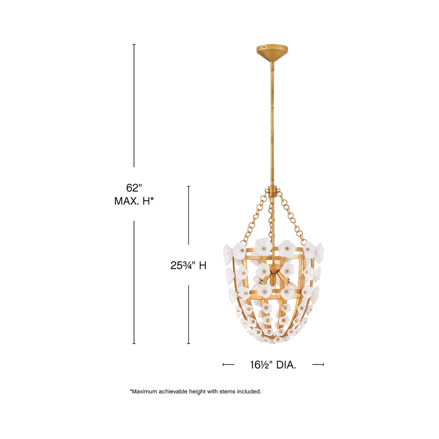 Azalea Pendant Light - line drawing.