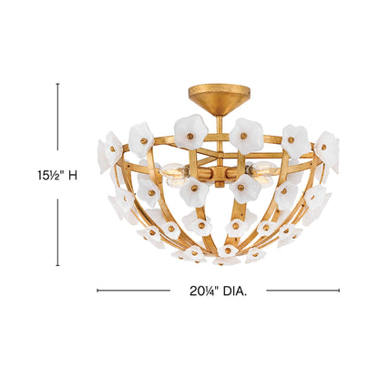 Azalea Semi Flush Mount Ceiling Light - line drawing.