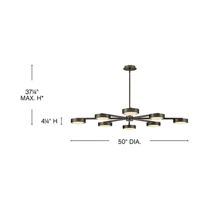 Cava LED Semi Flush Convertible Pendant Light - line drawing.