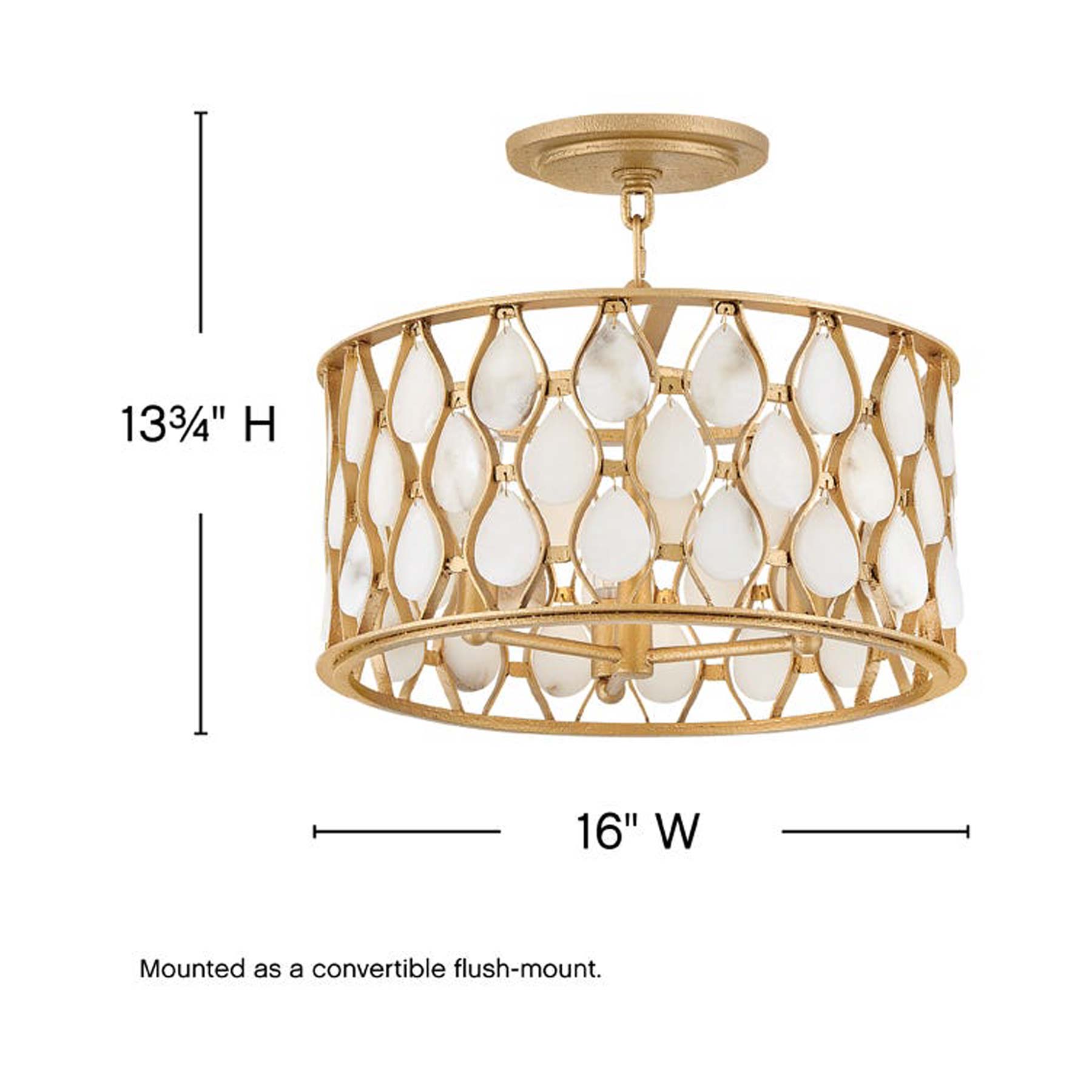 Estie Semi Flush Convertible Pendant Light - line drawing.