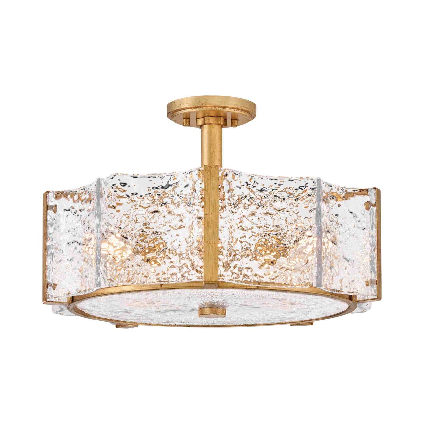 Florian Semi Flush Mount Ceiling Light in Distressed Brass (20.25-Inch).