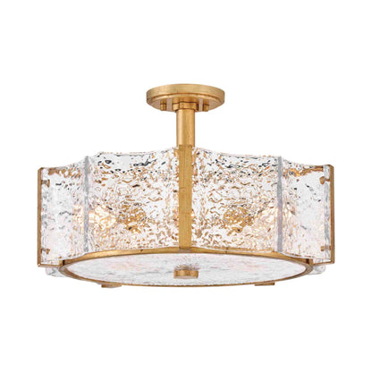 Florian Semi Flush Mount Ceiling Light in Distressed Brass (20.25-Inch).