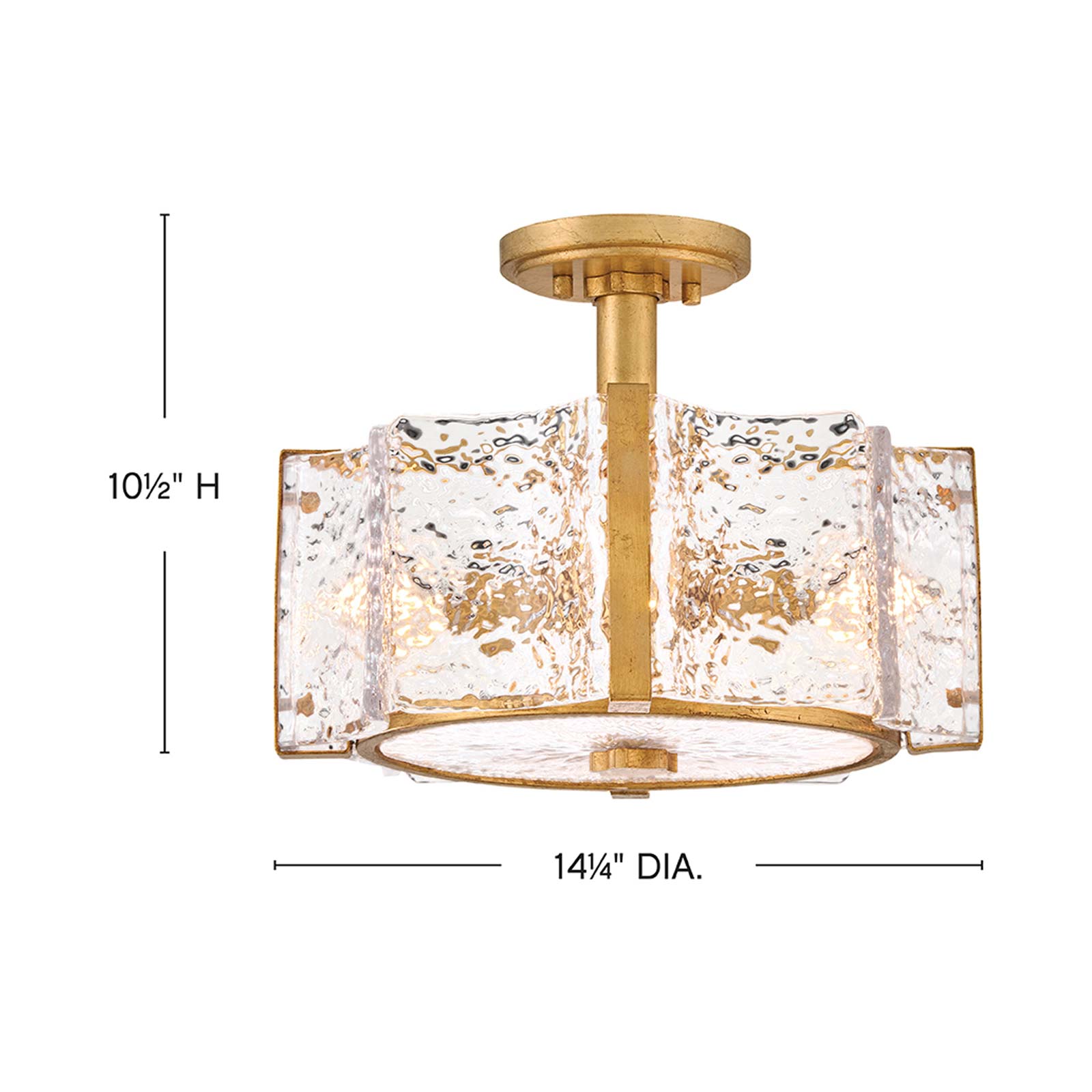 Florian Semi Flush Mount Ceiling Light - line drawing.