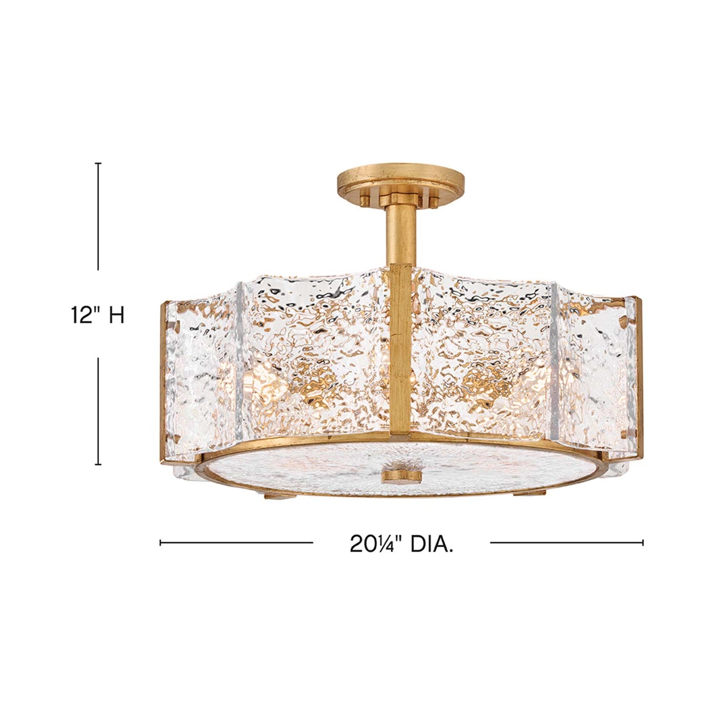 Florian Semi Flush Mount Ceiling Light - line drawing.