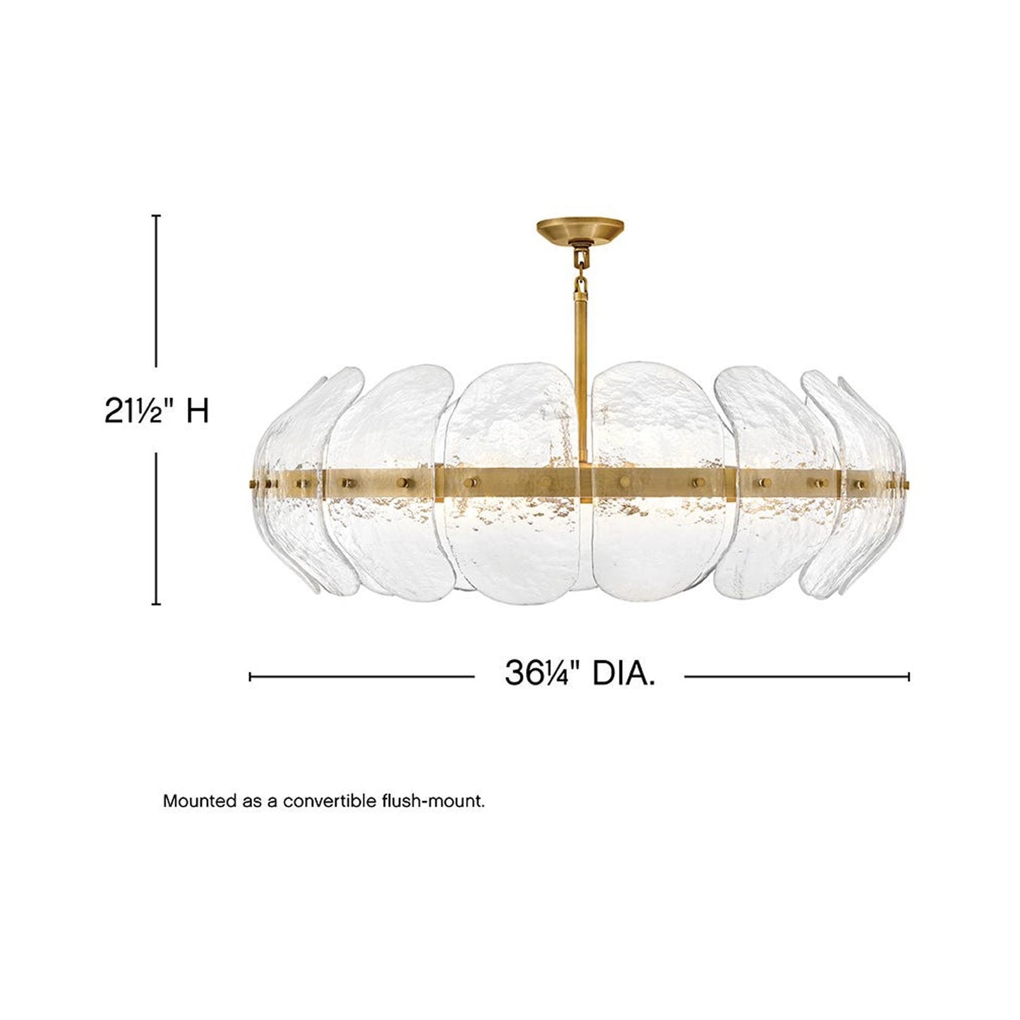 Lillia Convertible Chandelier - line drawing.
