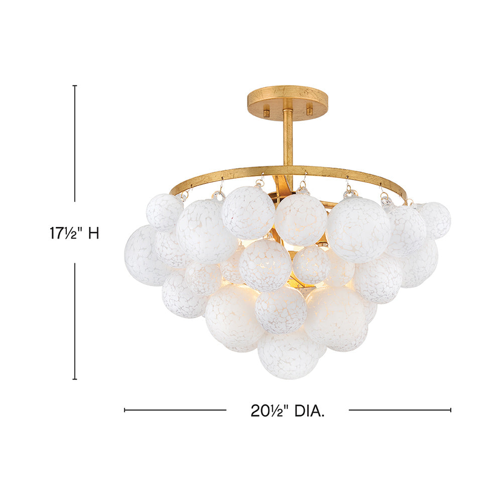 Marabel Semi Flush Mount Ceiling Light - line drawing.