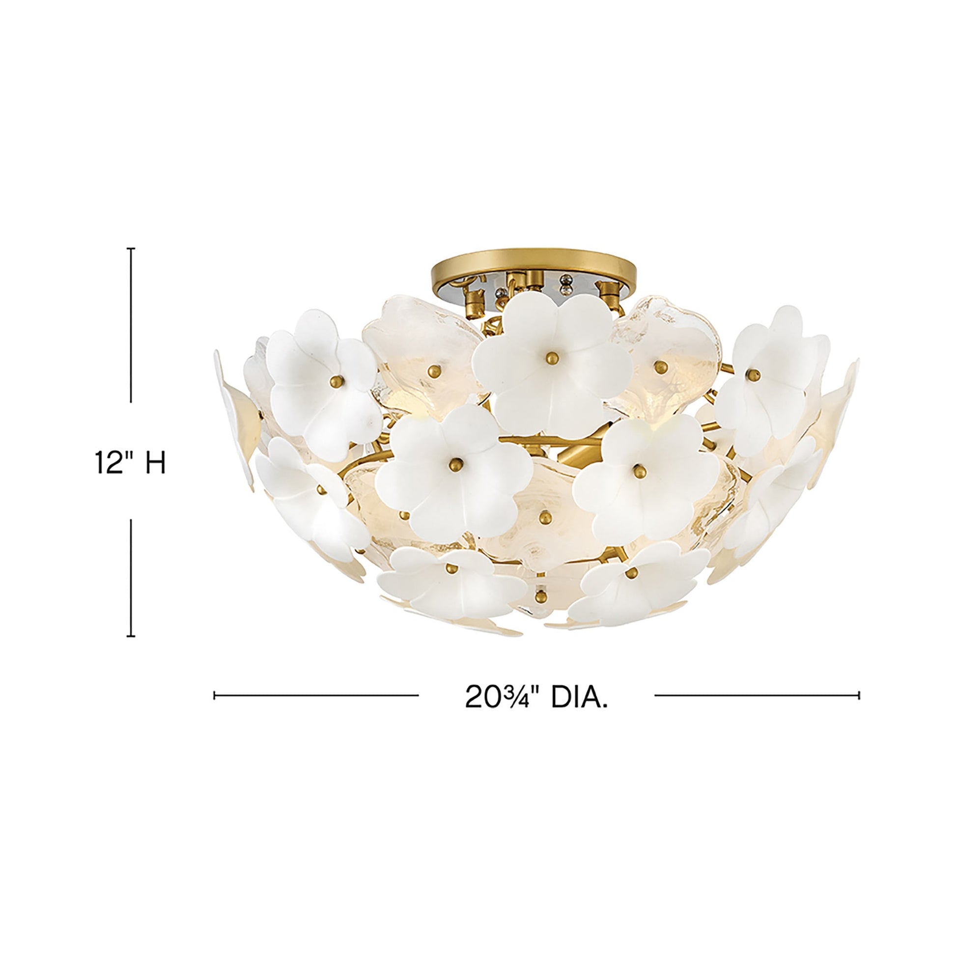 Marianne Semi Flush Mount Ceiling Light - line drawing.