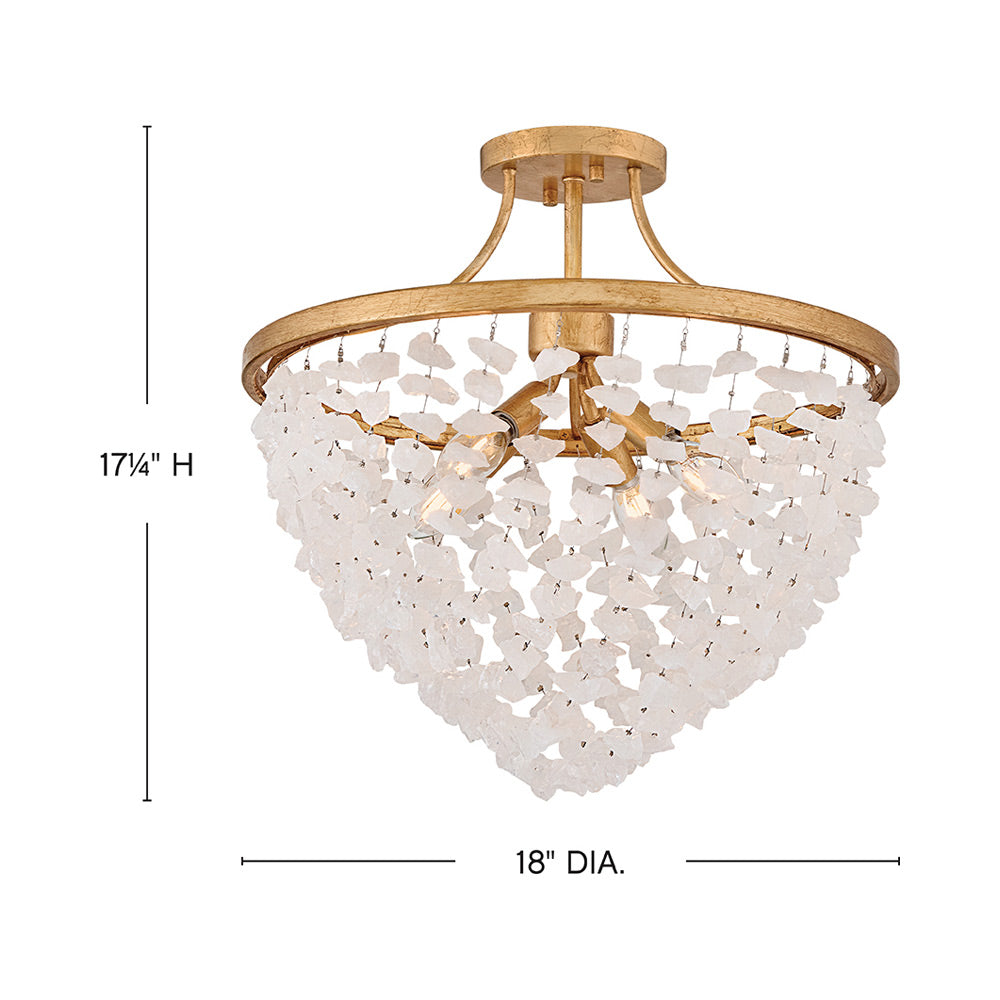 Myra Semi Flush Mount Ceiling Light - line drawing.