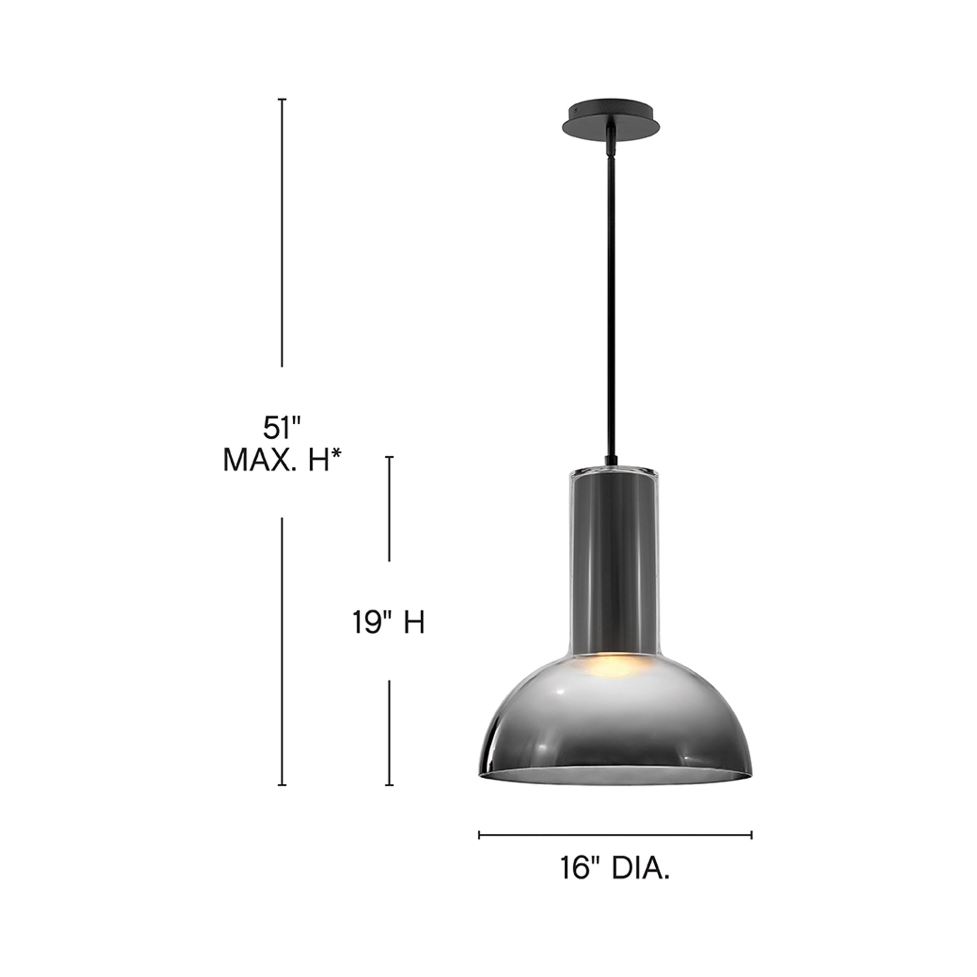 Ombra Pendant Light - line drawing.