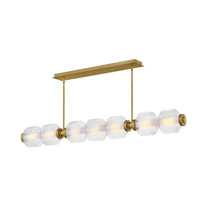 Reign LED Linear Pendant Light in Lacquered Brass (69.25-Inch).