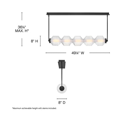 Reign LED Linear Pendant Light - line drawing.