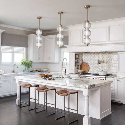 Reign LED Vertical Pendant Light in kitchen.