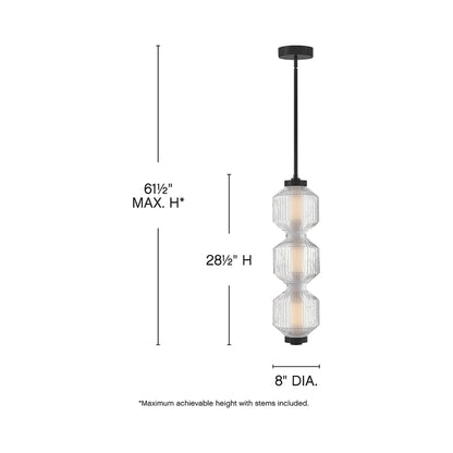 Reign LED Vertical Pendant Light - line drawing.