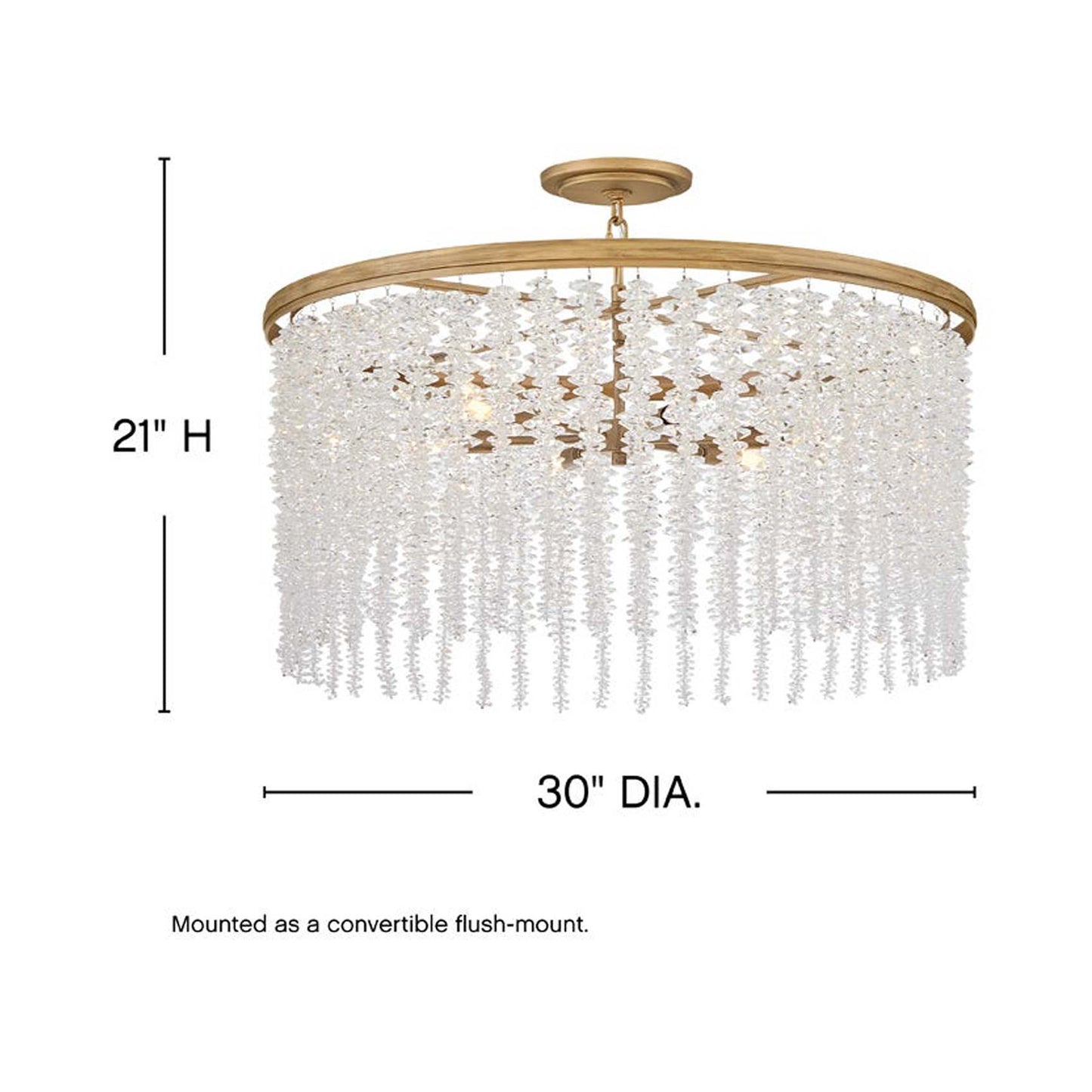 Rubina Convertible Chandelier - line drawing.