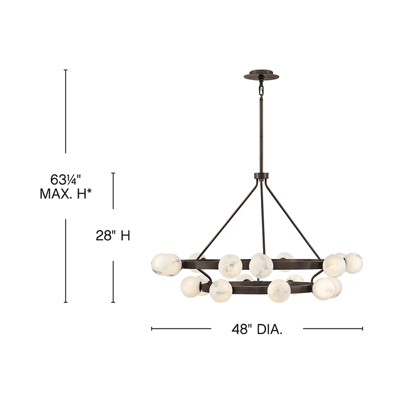 Selene Chandelier - line drawing.