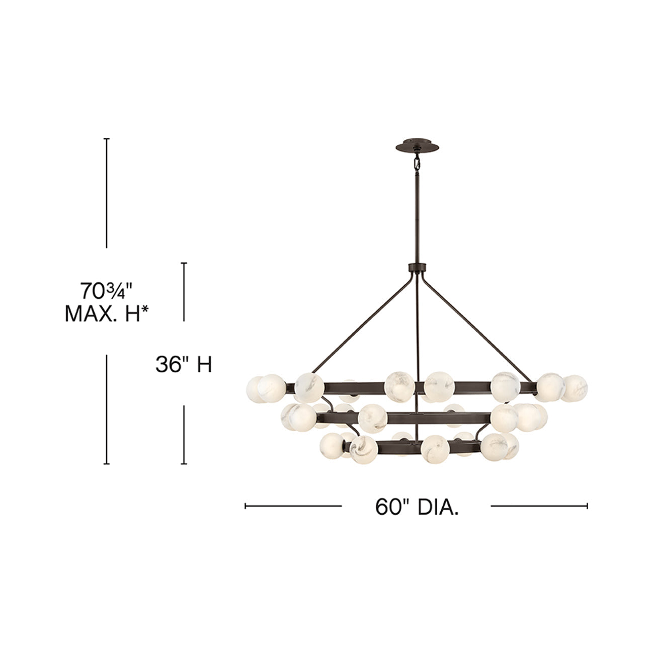 Selene Chandelier - line drawing.