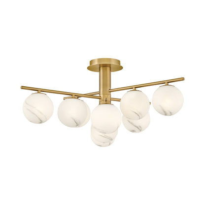 Selene Semi Flush Mount Ceiling Light in Lacquered Brass
