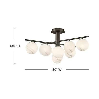 Selene Semi Flush Mount Ceiling Light - line drawing.