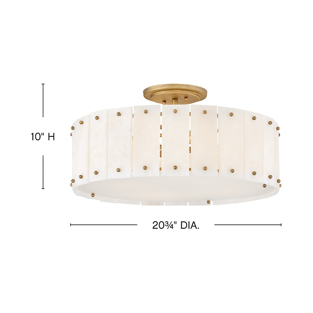 Simone Semi Flush Mount Ceiling Light - line drawing.