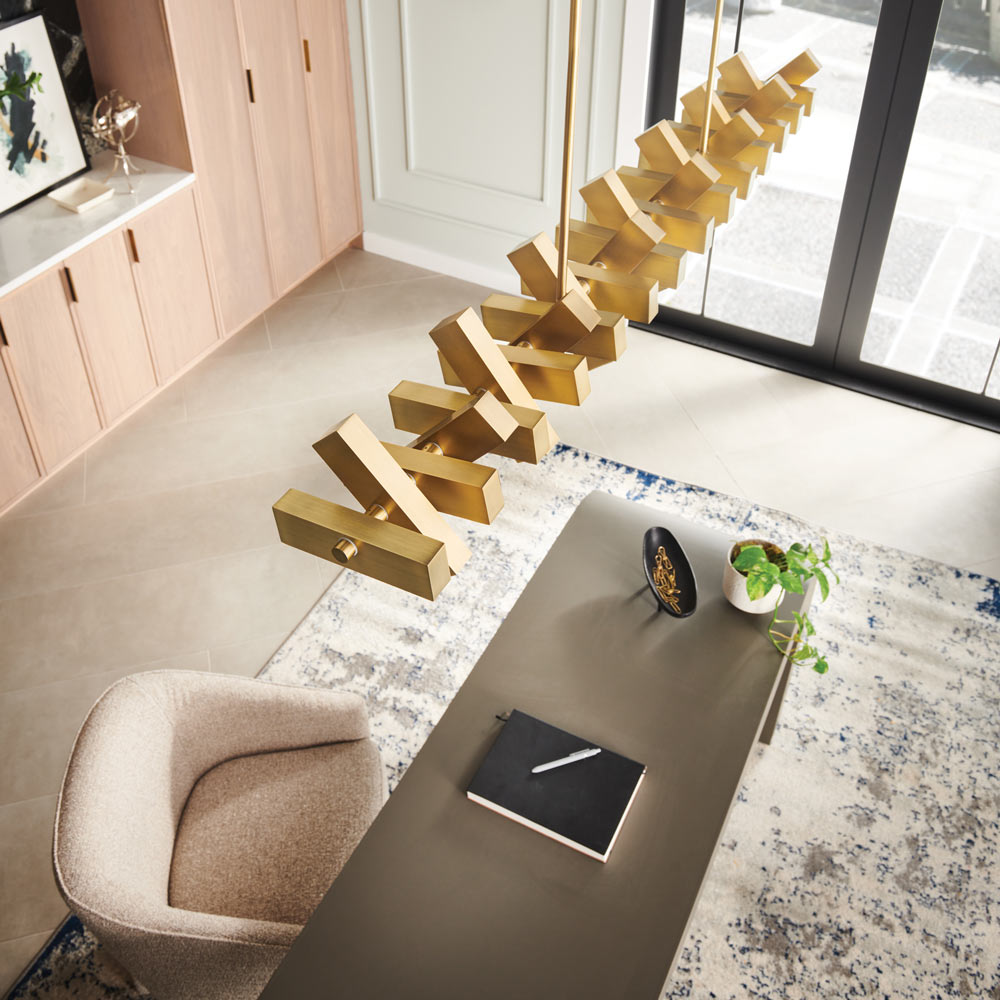 Stitch LED Linear Pendant Light in home office.