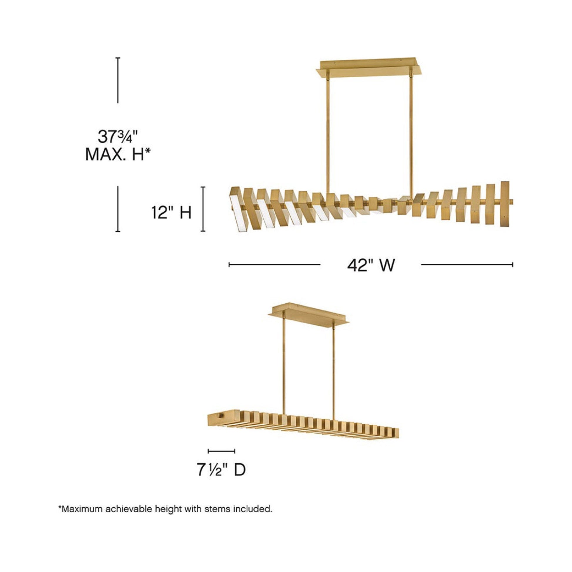 Stitch LED Linear Pendant Light - line drawing.