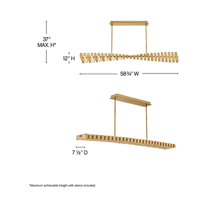 Stitch LED Linear Pendant Light - line drawing.