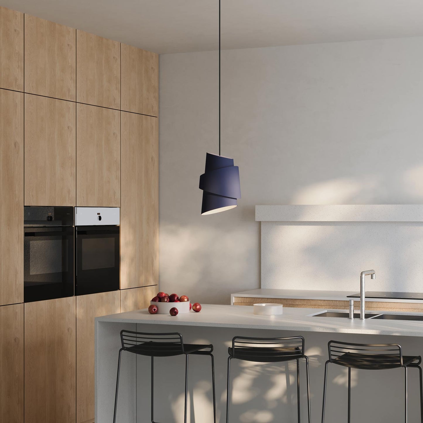 Croissant Pendant Light in kitchen.
