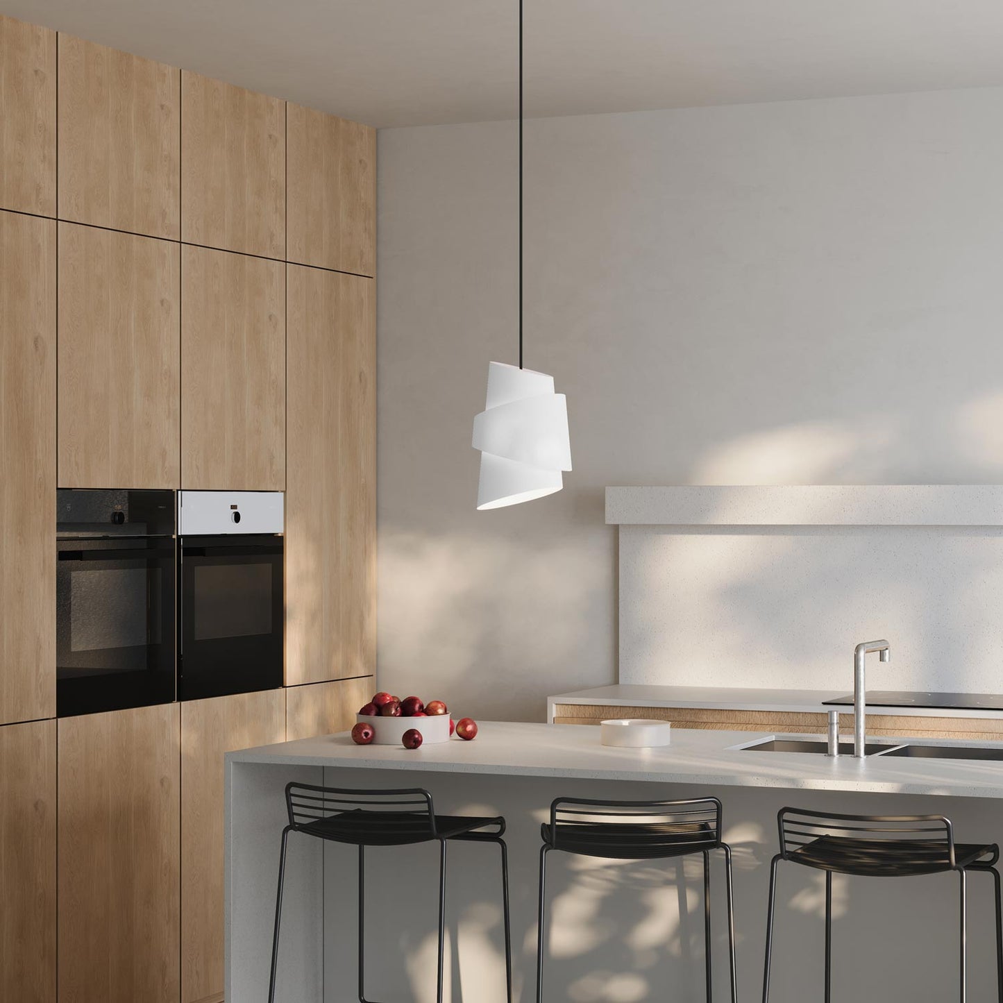 Croissant Pendant Light in kitchen.